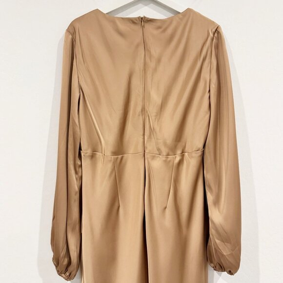 NWT‎ Billy J Brigitte Brown Satin Maxi Dress Plus Size 20 - Picture 9 of 11